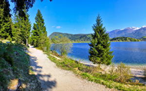 Обои Озеро Словения Небо  Bohinj  Природа