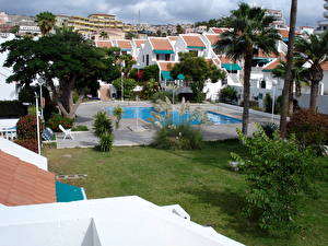Обои Курорты Испания Плавательный бассейн Канарские острова Тенерифе город
