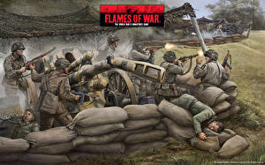 Картинка Flames of War Пушки Солдаты компьютерная игра
