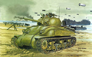 Картинки Рисованные Танк M4 Шерман военные