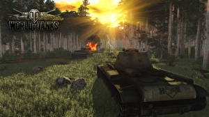 Картинки World of Tanks Танки Лучи света Игры