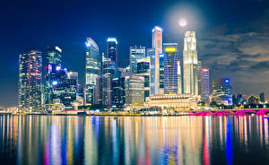 Фотографии Сингапур Берег Ночь