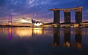 Обои Сингапур Берег Ночью Облако