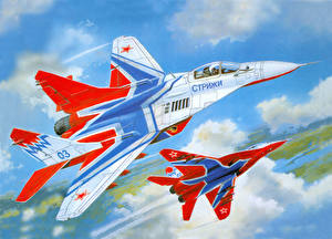 Картинки Самолеты Рисованные МиГ-29 Авиация