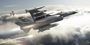 Картинка Самолеты Рисованные F-16 Fighting Falcon