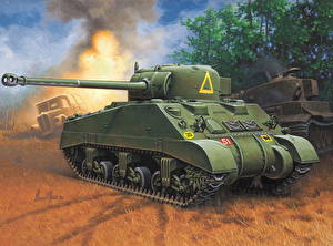 Фотография Рисованные Танки M4 Шерман Sherman Firefly военные