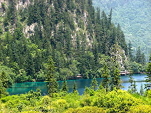 Картинки Речка Китай Цзючжайгоу парк Valley Природа