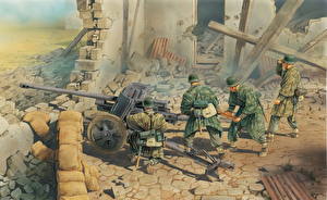 Фото Рисованные Пушки Немецкая противотанковая пушка ПАК-38 Армия