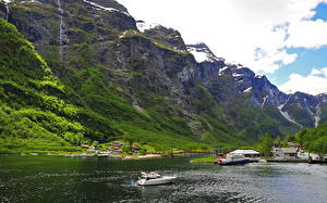Фотографии Горы Речка Норвегия Согн-ог-Фьюране Природа