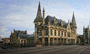 Картинка Бельгия Небо Гент Города
