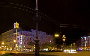 Картинка Венгрия В ночи Уличные фонари Будапеш