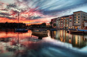 Фото Италия HDRI Облака Портофино Города