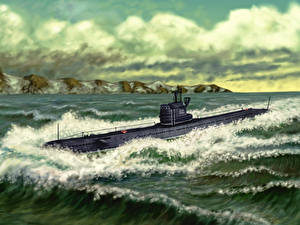 Фотография Рисованные Подводные лодки ДПЛ проект 613 военные