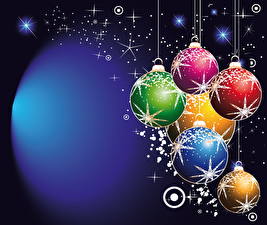 Фотографии Праздники Новый год Векторная графика Шарики