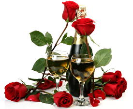 Обои Роза Игристое вино Бокалы цветок