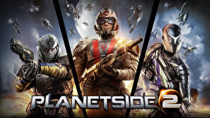 Картинки PlanetSide 2 Воины Пистолеты Шлем Броне Игры