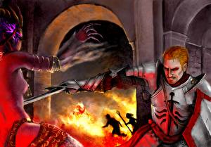 Фотографии Dragon Age Сражения Доспехах Игры