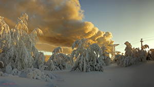 Картинки Времена года Зима Небо Снег Облачно HDR Природа