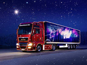 Картинки Ман Грузовики Небо Ночь авто