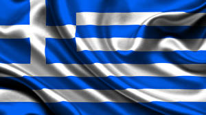 Фотографии Греция Флаг Полосатый Крестов