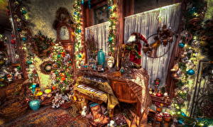 Фото Праздники Новый год Интерьер Игрушка Шарики HDR