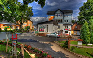 Картинки Германия Дома HDR Тюринген Оберхоф город