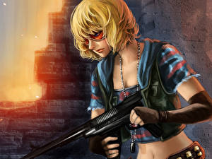 Картинка Воин Автоматом Очков Фантастика Девушки