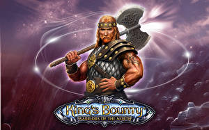 Обои для рабочего стола King's Bounty Воители Мужчины Броне Боевые топоры / Секиры Взгляд компьютерная игра