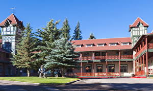 Фотографии Здания Америка Деревьев Ель Колорадо Питкин город