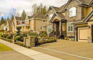 Картинки Дома Камни Уличные фонари Дизайна город