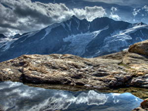Обои для рабочего стола Гора Камни Небо Австрия Облачно HDR Альп Природа