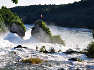 Картинки Водопады Реки Швейцария Rhine Природа