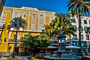 Обои Испания Здания Памятники Пальма Улиц HDRI Канары Лас-Пальмас-де-Гран-Канария Города