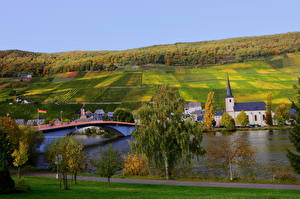 Фотографии Германия Поля Мост Леса Писпорт Города