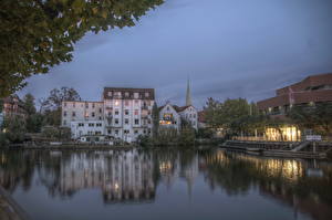Фотографии Германия Дома Река Гамбург город
