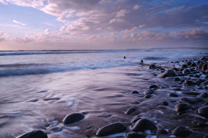 Фото Море Побережье Камень Небо Природа