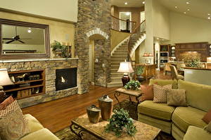 Фото Интерьер Диван Подушки Дизайна Лестница Гостиная