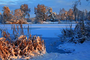 Обои Сезон года Зимние Германия Река Снеге Лаупхайм Природа