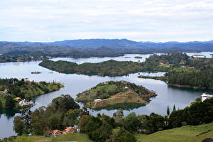 Картинки Пейзаж Река Колумбия Сверху Guatape Природа