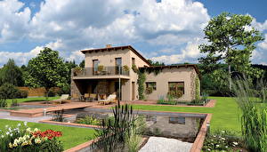 Картинки Дома Ландшафтный дизайн Дизайна Города 3D_Графика