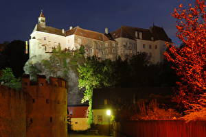 Фотографии Замок Австрия В ночи Раабс Города