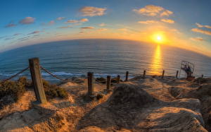 Фото Рассвет и закат США Море Побережье Горизонта Сан-Диего Калифорнии Солнце Природа
