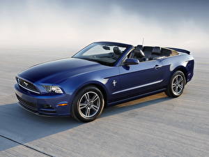 Обои Форд Синие Металлик Сбоку 2013 Mustang автомобиль