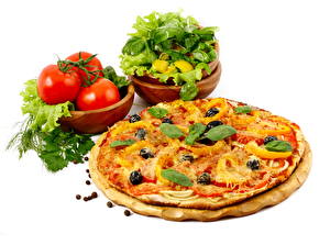 Картинка Пицца Помидоры Базилик душистый Пища