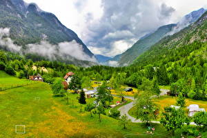 Картинки Пейзаж Словения Гора Облачно Bovec Природа