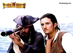 Картинки Пираты Карибского моря Пираты Карибского моря Проклятие черной жемчужины Johnny Depp Orlando Bloom Фильмы