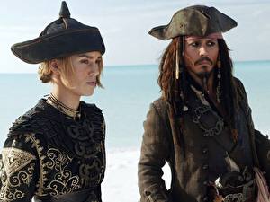 Обои для рабочего стола Пираты Карибского моря Пираты Карибского моря 3 - На краю Света Джонни Депп Keira Knightley Фильмы