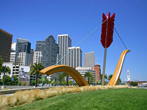 Фото Скульптуры США Калифорнии Сан-Франциско  Cupid's Span  Города
