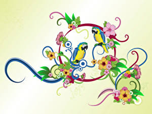 Фото Птица Попугаи Векторная графика