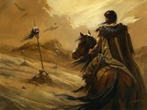 Фотографии Лошади Воин Фантастика